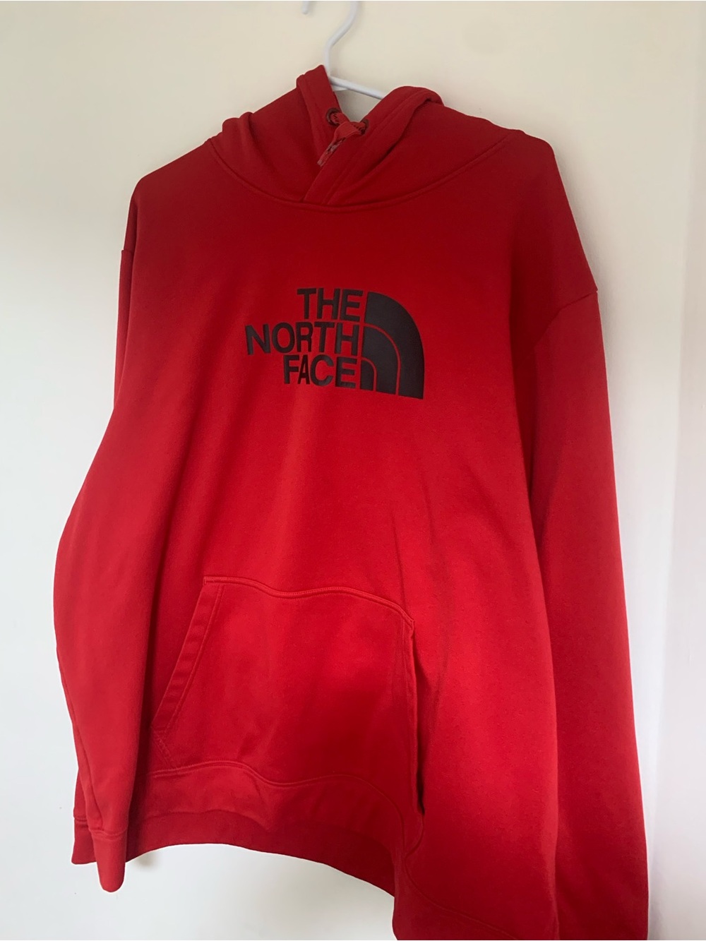 The North Face Men’s Red Hoodie with Black Logo